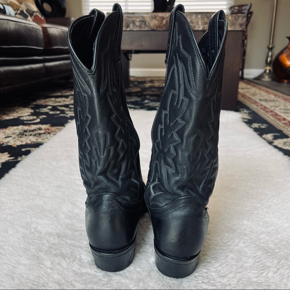 Vintage Genuine Soft Leather Black Western Cowboy boots size 9 EW - Picture 8 of 10
